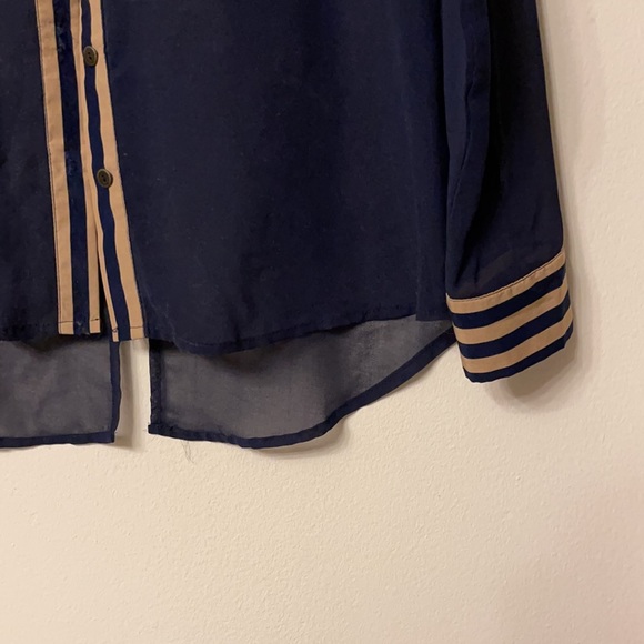 Navy tan work blouse - Picture 2 of 6